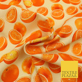 Cream Fruity ORANGES 100% COTTON CANVAS Soft Fabric Craft Dress Bags 1640