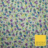 Ivory Mini Watercolour Floral Ditsy Printed Polycotton Fabric Dress Craft 44"