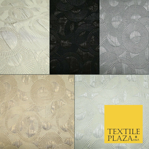 Luxury Falling Rings Metallic Textured Creased Brocade Fabric 54" Wide 5 COLOURS