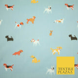 Mix Dogs Bulldog Terrier Spaniel Poodle Printed Polycotton Dress Craft Fabric44"