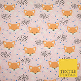 Cheeky Foxes Animals Leaves Printed Polycotton Dress Craft Fabric 44" 3 COLOURS