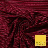 RED WINE Pleated Ribbed Stretch Soft Striped Velvet Plisse Fabric Dress Craft