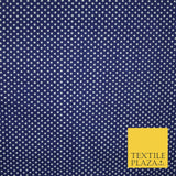 Navy Blue White Pin Dot Spot Printed 100% Cotton Poplin Dress Fabric 59" 5538