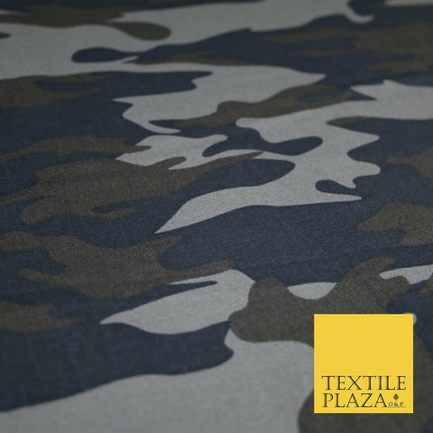 Navy Blue Grey Brown Camouflage Cotton Drill Fabric Army Military Camo 59" 5549