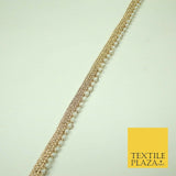 Ivory Antique Gold Silver Mini Pearl Beaded Ribbon Trim Border Indian Lace Edge