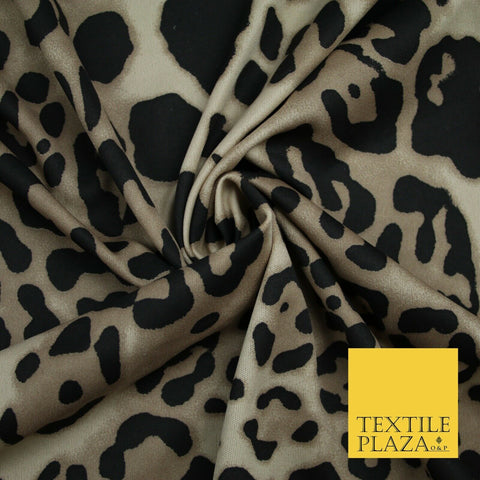 Black Cheetah Animal Leopard Soft Printed Stretch Elastane Jersey Fabric 6110