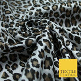 Cheetah Leopard Animal Printed Satin Dress Fabric Silky Trendy Craft 58" 6111