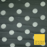 BLACK / WHITE 1" SPOT Polka Dot Organdi Organza Fabric - 60" - 6357