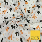 Scary Cats Stars Lightning HALLOWEEN Printed Polycotton Fabric 45" Wide