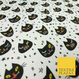 Cheeky Spooky Cats Stars HALLOWEEN Printed Polycotton Fabric 45" Wide