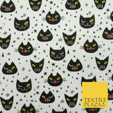 Cheeky Spooky Cats Stars HALLOWEEN Printed Polycotton Fabric 45" Wide