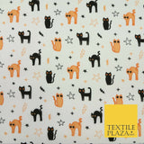 Scary Cats Stars Lightning HALLOWEEN Printed Polycotton Fabric 45" Wide