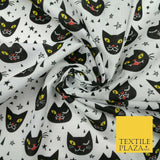 Cheeky Spooky Cats Stars HALLOWEEN Printed Polycotton Fabric 45" Wide