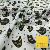 Cheeky Spooky Cats Stars HALLOWEEN Printed Polycotton Fabric 45" Wide