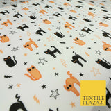 Scary Cats Stars Lightning HALLOWEEN Printed Polycotton Fabric 45" Wide