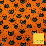 Cheeky Spooky Cats Stars HALLOWEEN Printed Polycotton Fabric 45" Wide