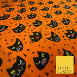 Cheeky Spooky Cats Stars HALLOWEEN Printed Polycotton Fabric 45" Wide