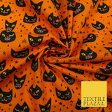 Cheeky Spooky Cats Stars HALLOWEEN Printed Polycotton Fabric 45" Wide