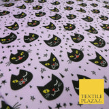 Cheeky Spooky Cats Stars HALLOWEEN Printed Polycotton Fabric 45" Wide