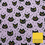 Cheeky Spooky Cats Stars HALLOWEEN Printed Polycotton Fabric 45" Wide