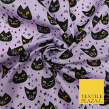 Cheeky Spooky Cats Stars HALLOWEEN Printed Polycotton Fabric 45" Wide