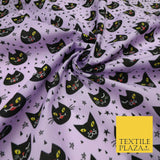 Cheeky Spooky Cats Stars HALLOWEEN Printed Polycotton Fabric 45" Wide