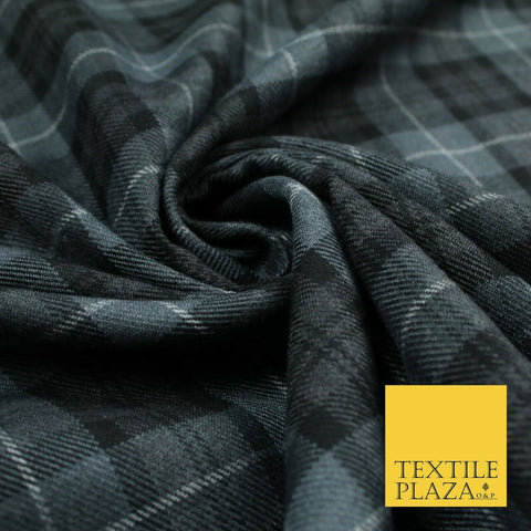 GREY BLACK Douglas TARTAN Polyester Viscose Fabric Material 58" Craft Dress 6440