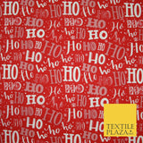 Festive Christmas Ho Ho Ho Printed Poly Cotton Fabric Polycotton 45"