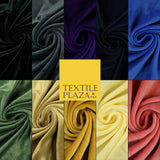 10 COLOURS - Soft Plain Velvet Velour Fabric Stretch Spandex Material - 65"