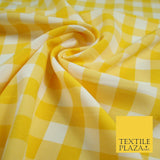 Yellow & White Gingham Check Bi-Stretch Panama Fabric Uniform Skirts 58" 6462