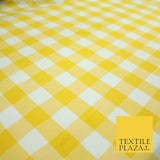 Yellow & White Gingham Check Bi-Stretch Panama Fabric Uniform Skirts 58" 6462