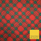 Festive Christmas Tartan Check Printed Poly Cotton Fabric Polycotton Mask 45"