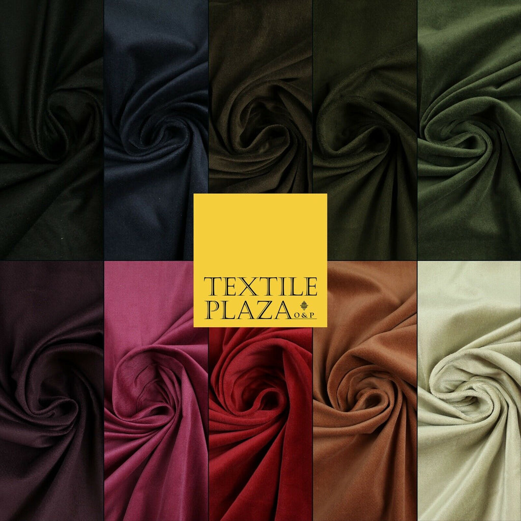 12 COLOURS -100% COTTON VELVET Stretch Plain Fabric Material Dress Craft 58"