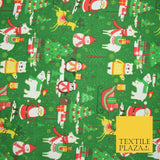 3 COLOURS Festive Santa Penguin Llama Snowman Christmas Print Polycotton Fabric