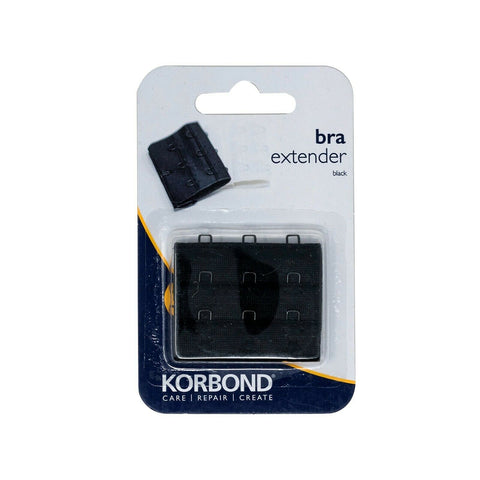 KORBOND Triple Hook Bra Extender Extension 50mm BLACK - Machine Washable 110103