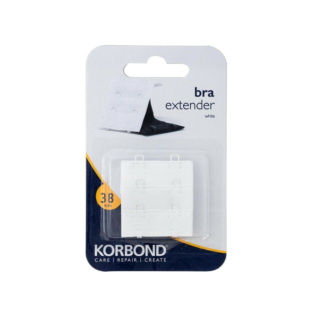 KORBOND Double Hook Bra Extender Extension 38mm WHITE - Machine Washable 110102