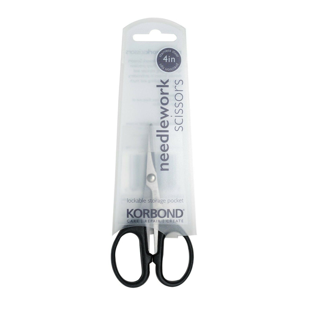 KORBOND Black 4" Small Needlework Scissors Precision Cutting Arts Crafts 110359