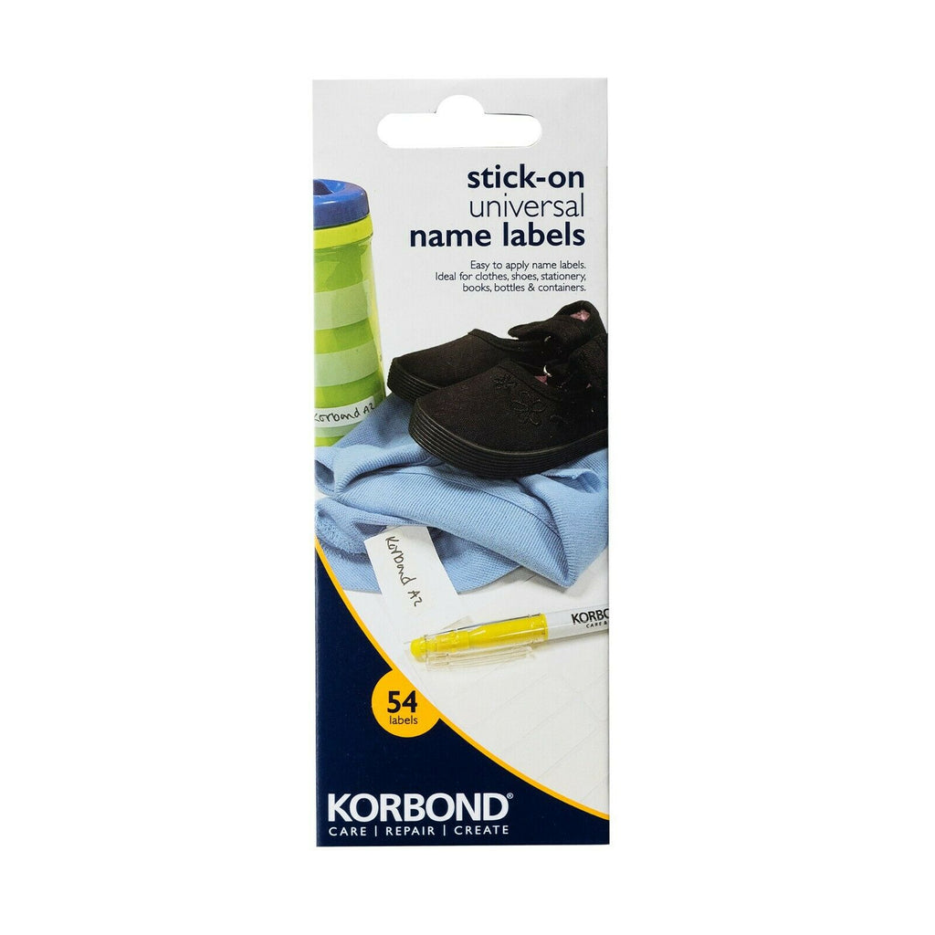 KORBOND 54 Stick On Universal Name Labels School Uniform Shoes Laundry 400137