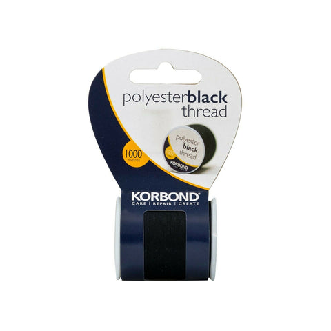 KORBOND 1000m 3280ft BLACK Coated Strong 100% Polyester Thread Sewing 190001