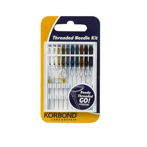 KORBOND Threaded Needle Kit - Needles Buttons Pin Travel Emergency Repair 110495