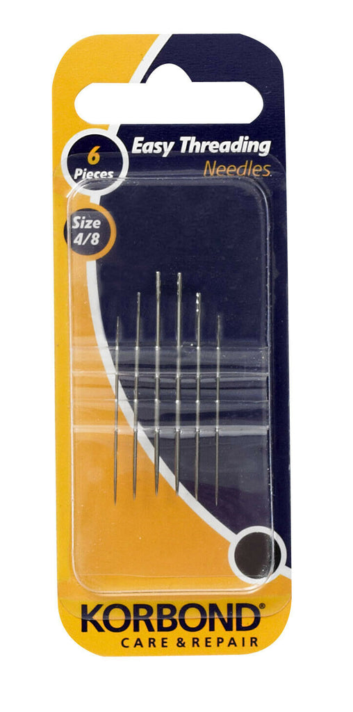 KORBOND 6 Pieces Easy Threading Needles Size 4/8 Spring Eye Self Thread 110260