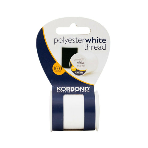 KORBOND 1000m 3280ft WHITE Coated Strong 100% Polyester Thread Sewing 190002