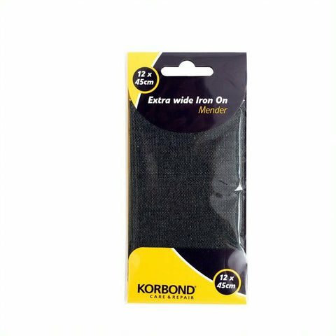 KORBOND Denim Jeans 12cm x 45cm Extra Wide Iron On Mender Patch Repair 232543