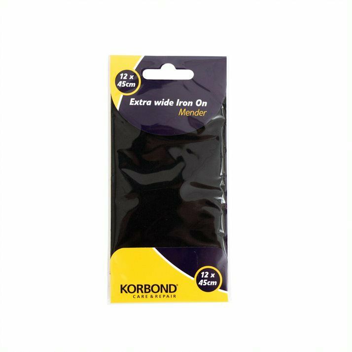 KORBOND Black 12cm x 45cm Extra Wide Iron On Mender Patch Tear Repair 232544