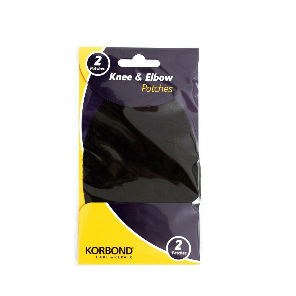 KORBOND 2 Pack BLACK Knee & Elbow Patches Suede Feel Iron Sew On Repair 110392