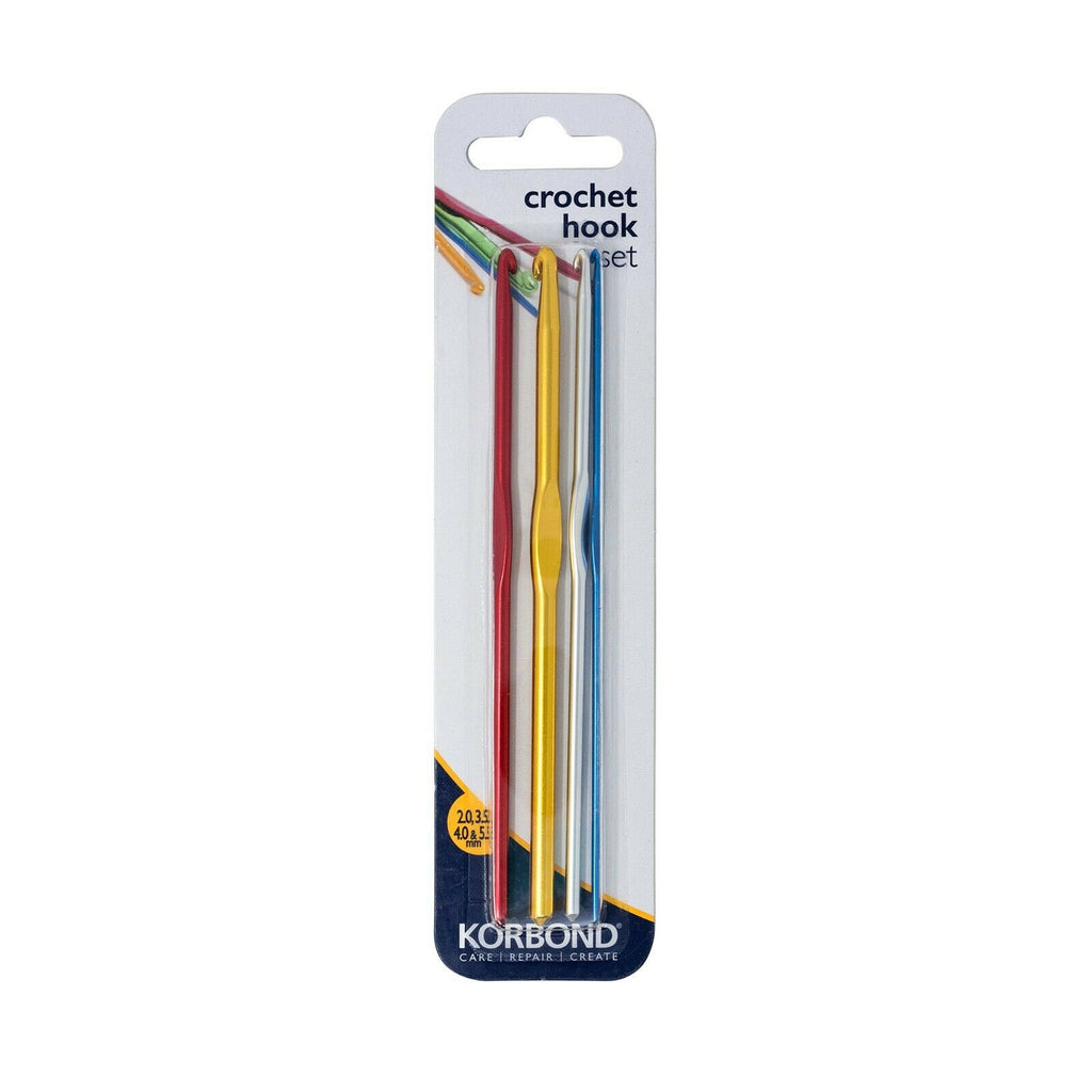 KORBOND 4 Pack Aluminium Metal Crochet Hook Set Art Craft Knitting 180073