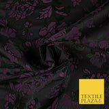 Deep Plum Black Falling Dahlia Flowers Textured Jacquard Dress Fabric 6847