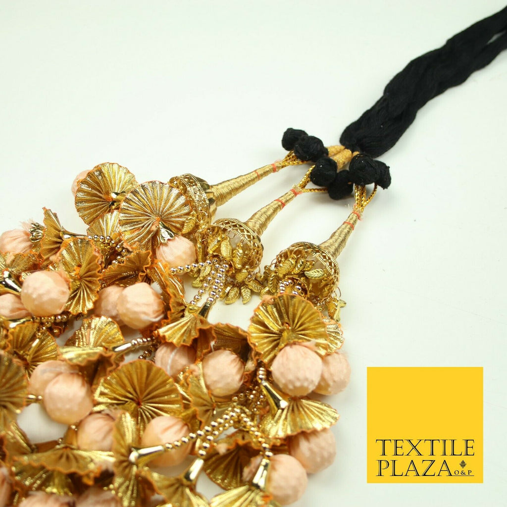 PEACH Dome Pom Pom Parandi Paranda Indian Tassels Mehndi Jago Hair Braid PR532