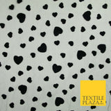 Black Confetti Love Hearts Flocked Mesh Net Stretch Dress Fabric 58" 7073