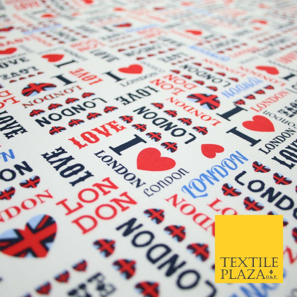 I LOVE LONDON Hearts Platinum Jubilee Union Jack Printed 100% Cotton Fabric 7078